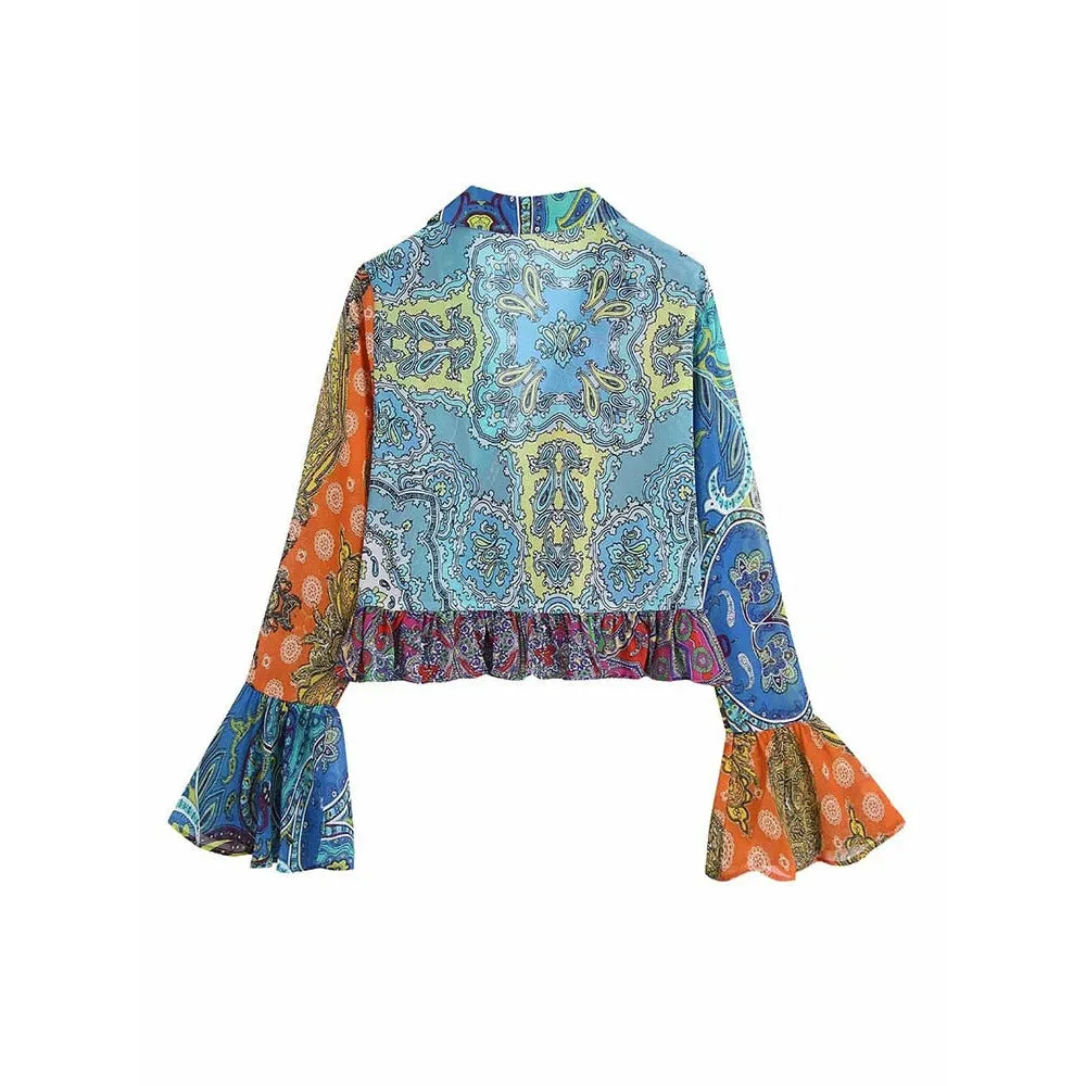 Vintage Floral Print Blouses