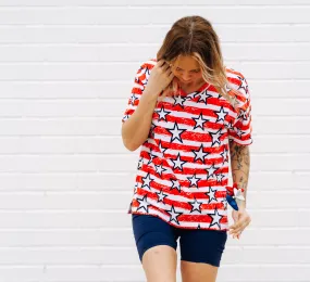 WOMANS BIKER SHORT SET- Stars   Stripes