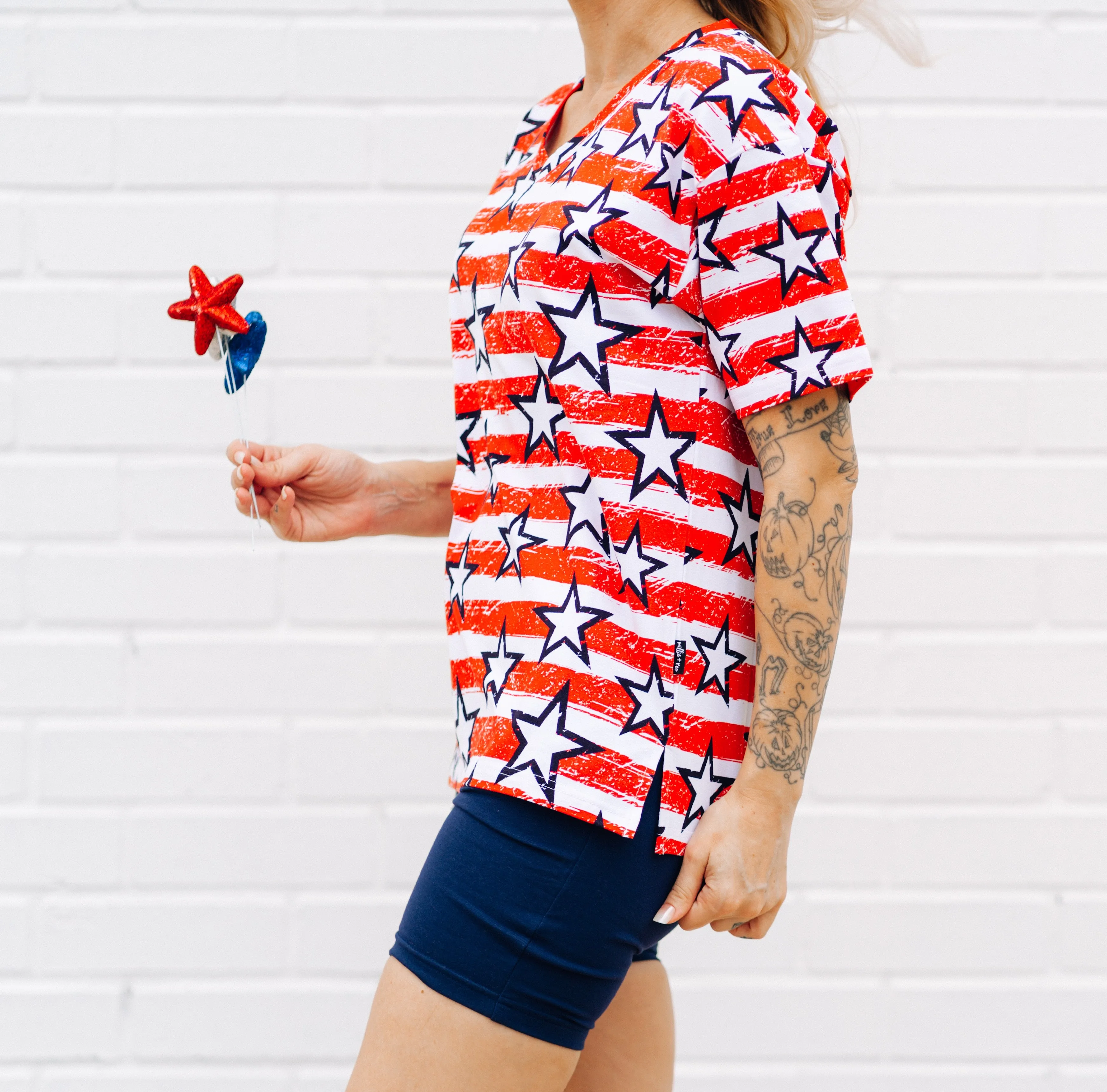 WOMANS BIKER SHORT SET- Stars   Stripes