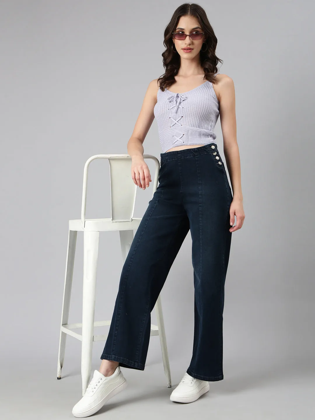 Women Lavender Textured Crop Top