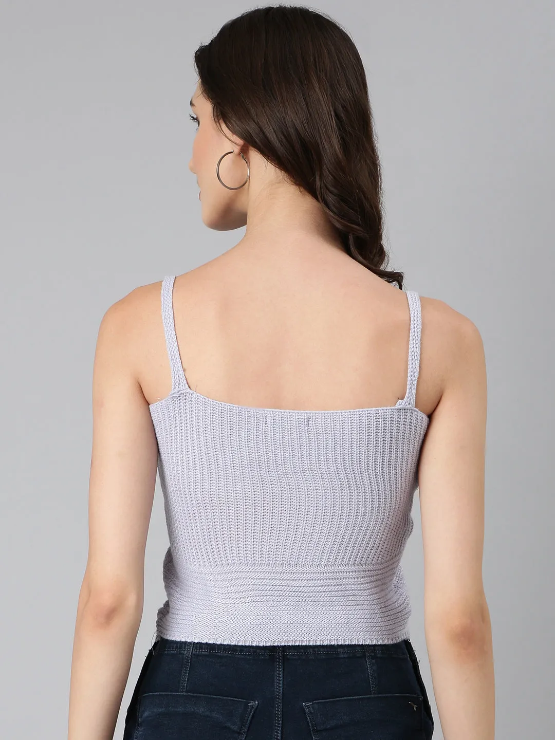 Women Lavender Textured Crop Top