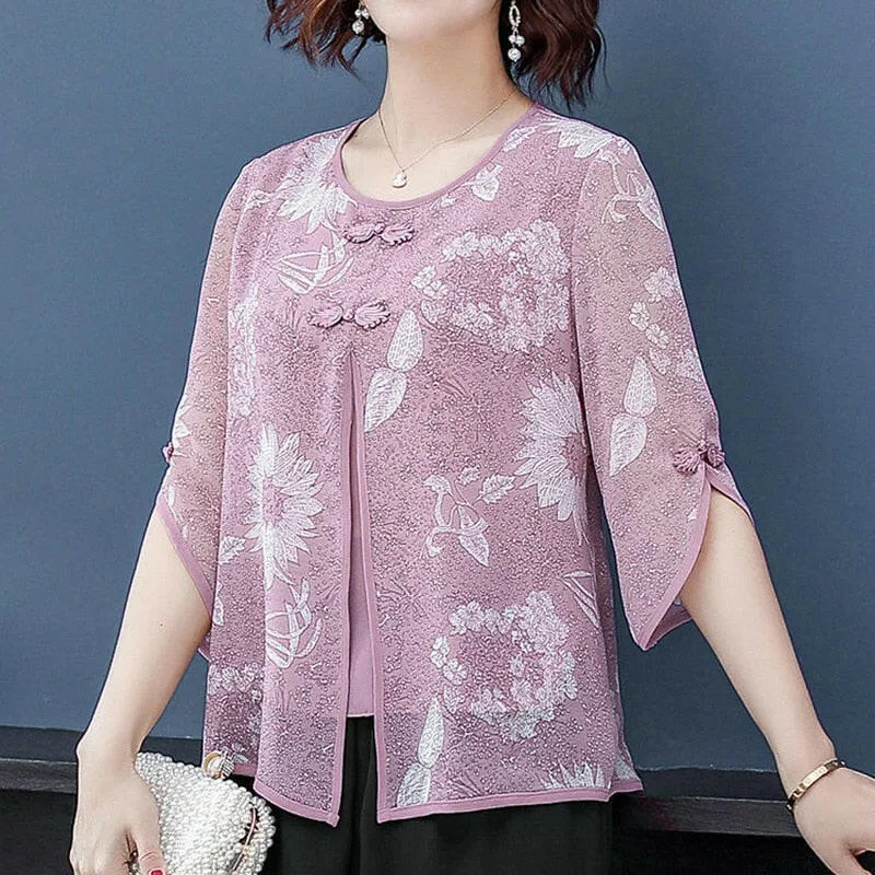 Women Spring Summer Style Chiffon Blouses Shirts .