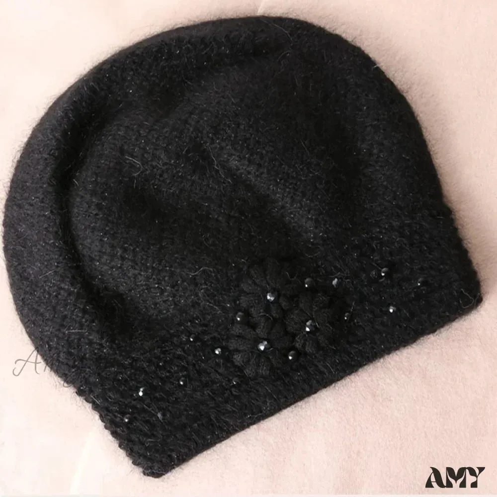 Woolen Black Pullover Hat with Big Circumference